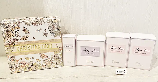 買取金額 25,000円 ディオール化粧品のブルーミング ブーケ オードゥトワレ トラベルスプレー付の香水など5点